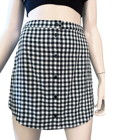 TOPSHOP Skirt Gingham Check Full Button Front Lightweight Full Button Front NWOT - Picture 5 of 14